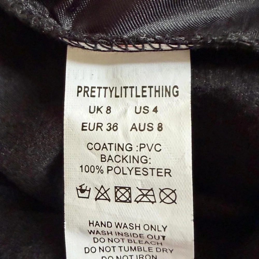 PrettyLittleThing Black High Waist Faux Leather Shorts 4 - Picture 5 of 6